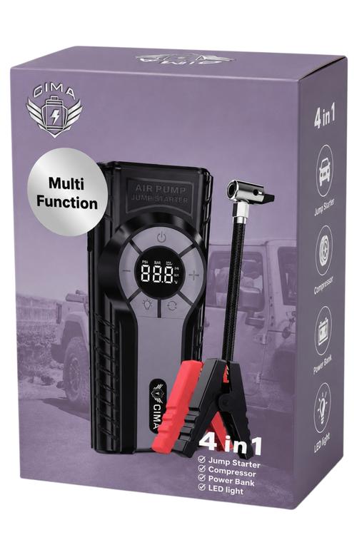 Gima 4in1 Portable Car Jump Starter, Tire Inflator, Power Bank and LED Work Light